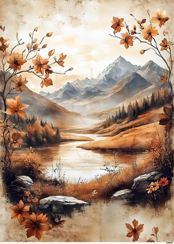 Papier ryżowy do decoupage A5 Góry krajobraz 10803