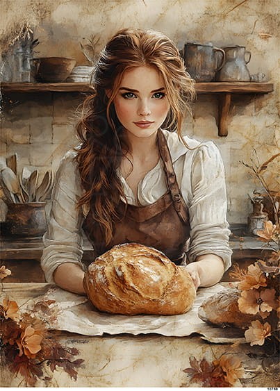 Papier ryżowy do decoupage A5 Dziewczyna i chleb 10759