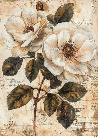 Papier ryżowy do decoupage A5 Kwiat Róża retro 10734