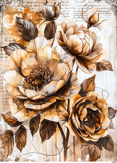 Papier ryżowy do decoupage A5 Kwiat Róża retro 10732