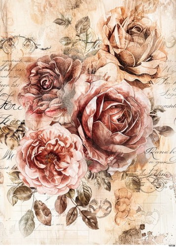 Papier ryżowy do decoupage A5 Kwiat Róża retro 10728