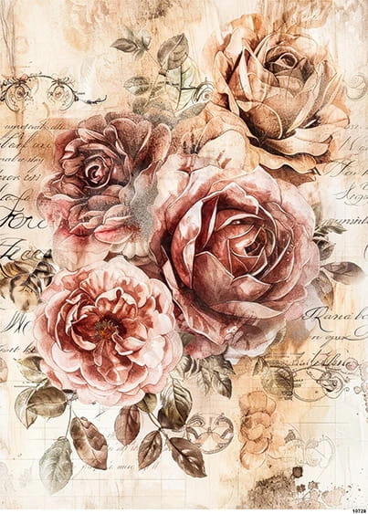 Papier ryżowy do decoupage A5 Kwiat Róża retro 10728