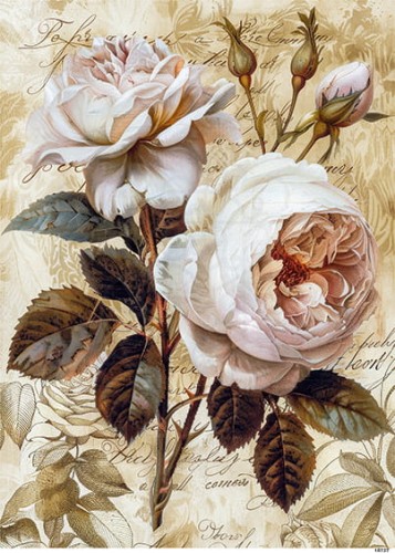 Papier ryżowy do decoupage A5 Kwiat Róża retro 10727