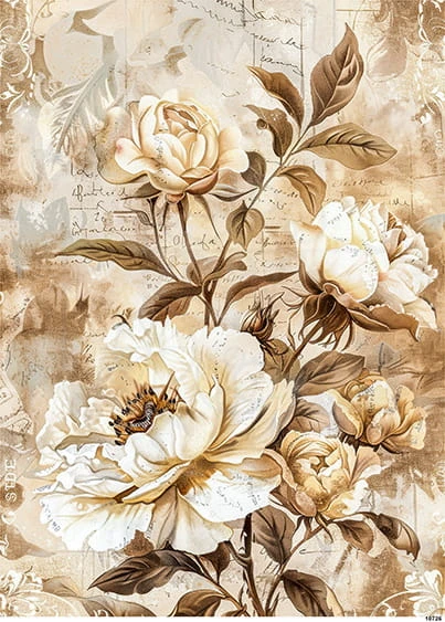 Papier ryżowy do decoupage A5 Kwiat Róża retro 10726