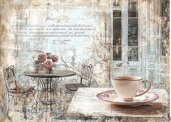 Papier ryżowy do decoupage A5 Paryż kawiarnia 10527