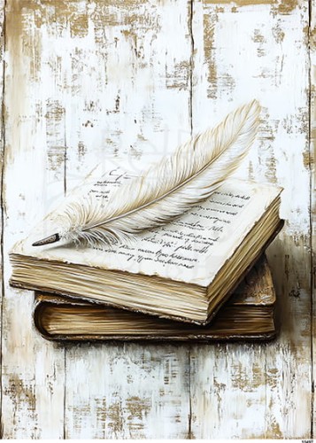 Papier ryżowy do decoupage A5 Książka rękopis retro 10497