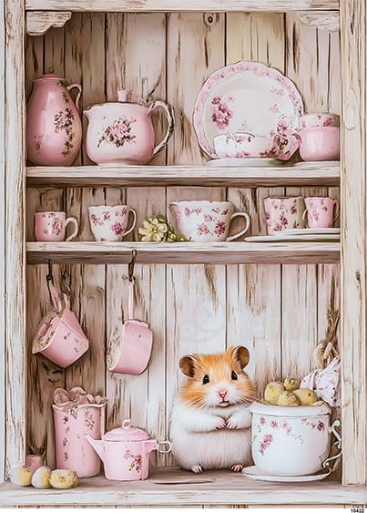 Papier ryżowy do decoupage A5 Chomik w szafce różowy 10422