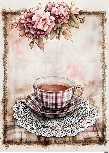 Papier ryżowy do decoupage A5 Filiżanka z herbatą 10356
