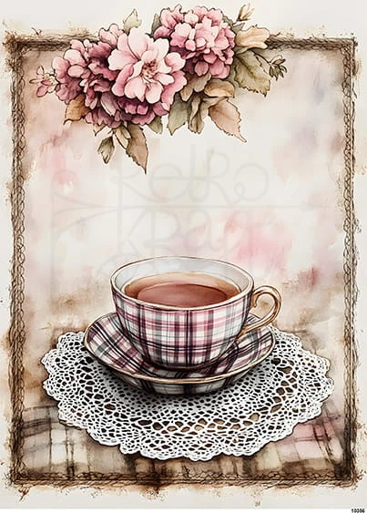 Papier ryżowy do decoupage A5 Filiżanka z herbatą 10356