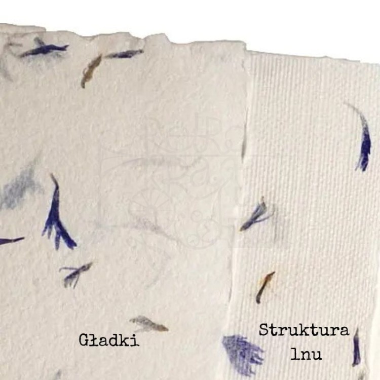 Papier czerpany A3 biały bławatek gładki 1