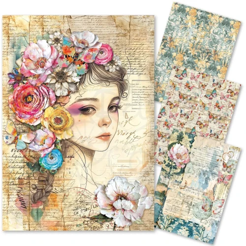 Papier ryżowy do scrapbookingu A4 Quintessential 4 arkusze MF003 Ciao Bella
