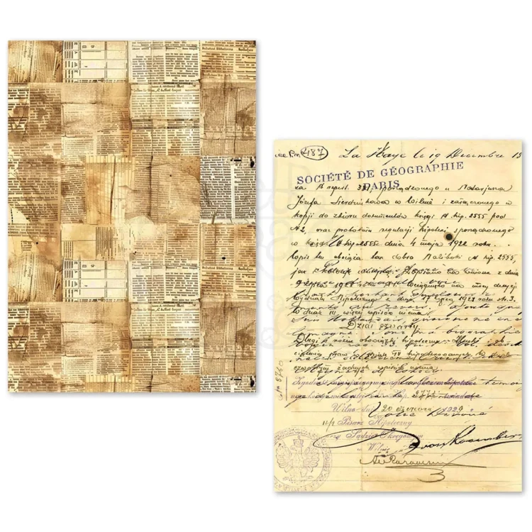 Zestaw papierów Tissue Paper A5 Vintage Manuscript 24 arkusze ME001 Ciao Bella