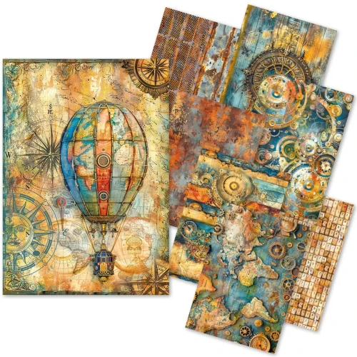 Zestaw A5 Tissue &amp; Vellum Paper Past Time 8 arkuszy MC004 Ciao Bella