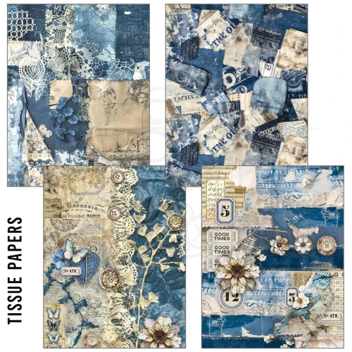 Zestaw A5 Tissue &amp; Vellum Paper Urban Blue Denim 8 arkuszy MC002 Ciao Bella