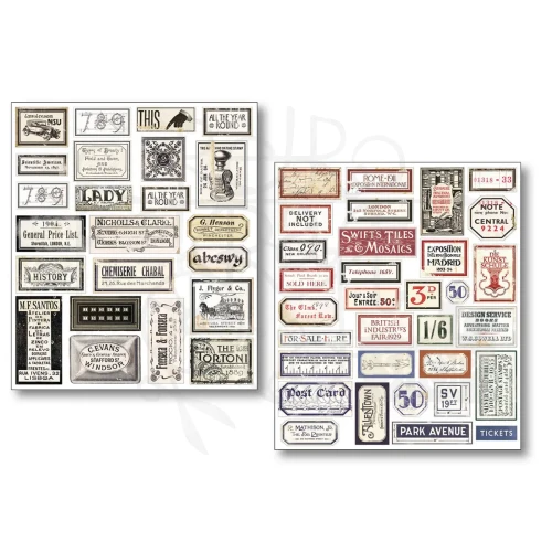 Naklejki 14x12cm Mixed Media Vintage Scripts 10 arkuszy MB003 Ciao Bella