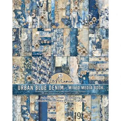 Zestaw papierów Mixed Media Book A4 Urban Blue Denim 50 arkuszy MA002 Ciao Bella