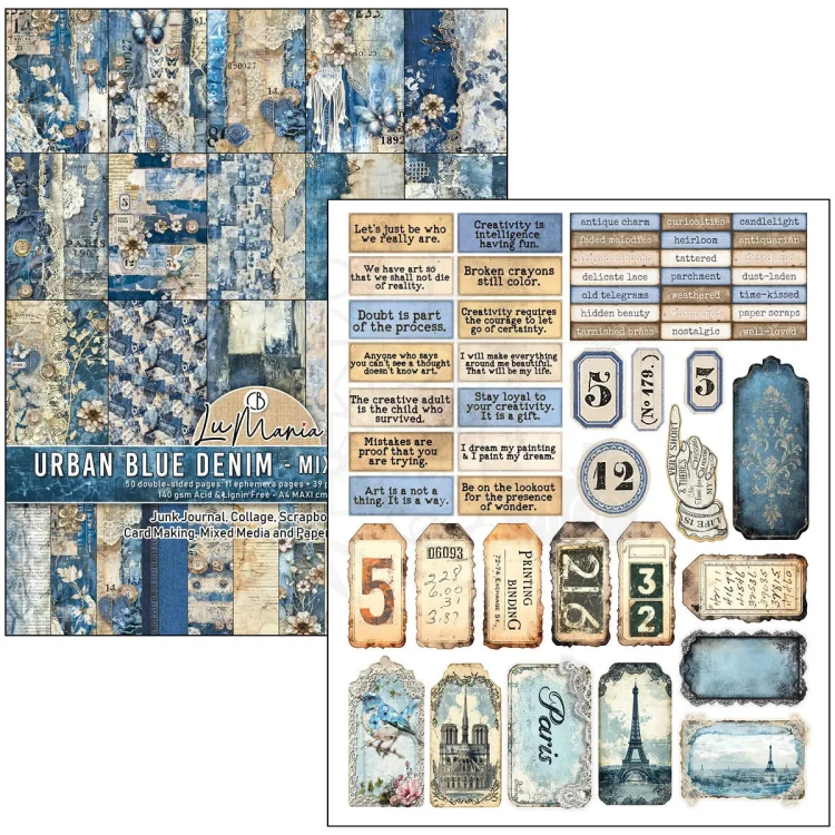 Zestaw papierów Mixed Media Book A4 Urban Blue Denim 50 arkuszy MA002 Ciao Bella