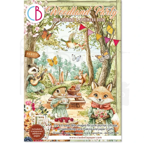 Zestaw A4 Junk Journal &amp; Ephemera Book Woodland Party 32 arkusze CBB011 Ciao Bella