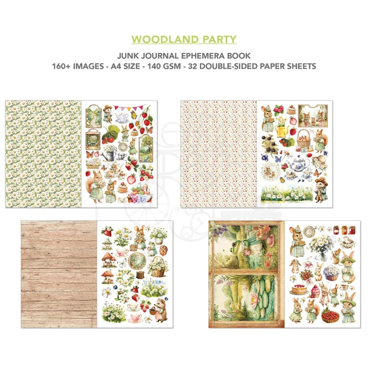 Zestaw A4 Junk Journal &amp; Ephemera Book Woodland Party 32 arkusze CBB011 Ciao Bella