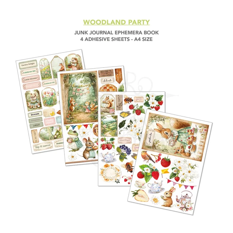Zestaw A4 Junk Journal &amp; Ephemera Book Woodland Party 32 arkusze CBB011 Ciao Bella