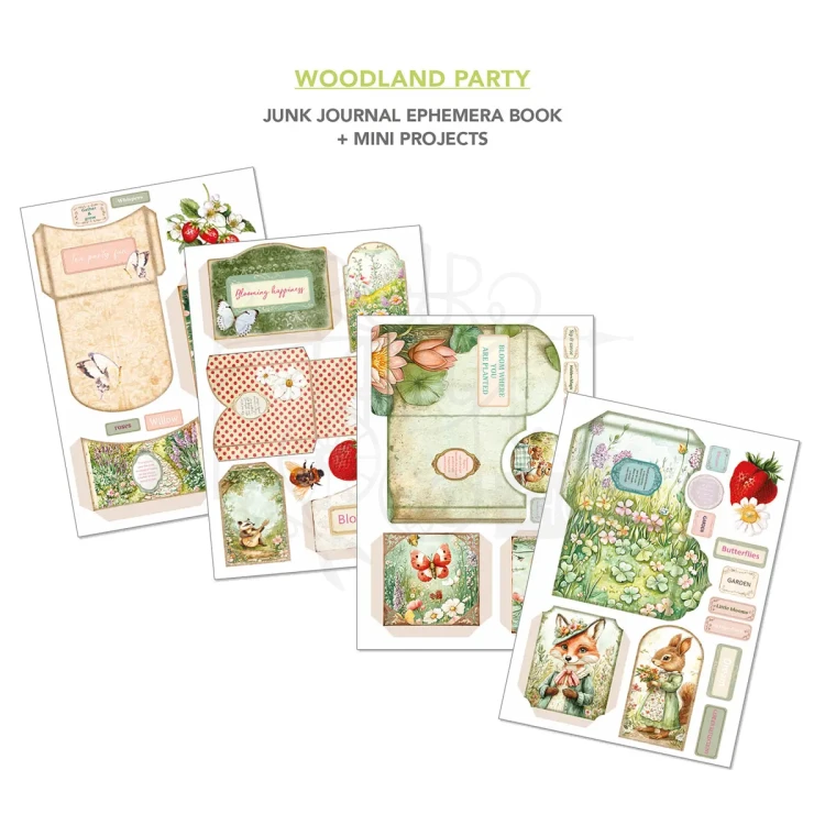 Zestaw A4 Junk Journal &amp; Ephemera Book Woodland Party 32 arkusze CBB011 Ciao Bella