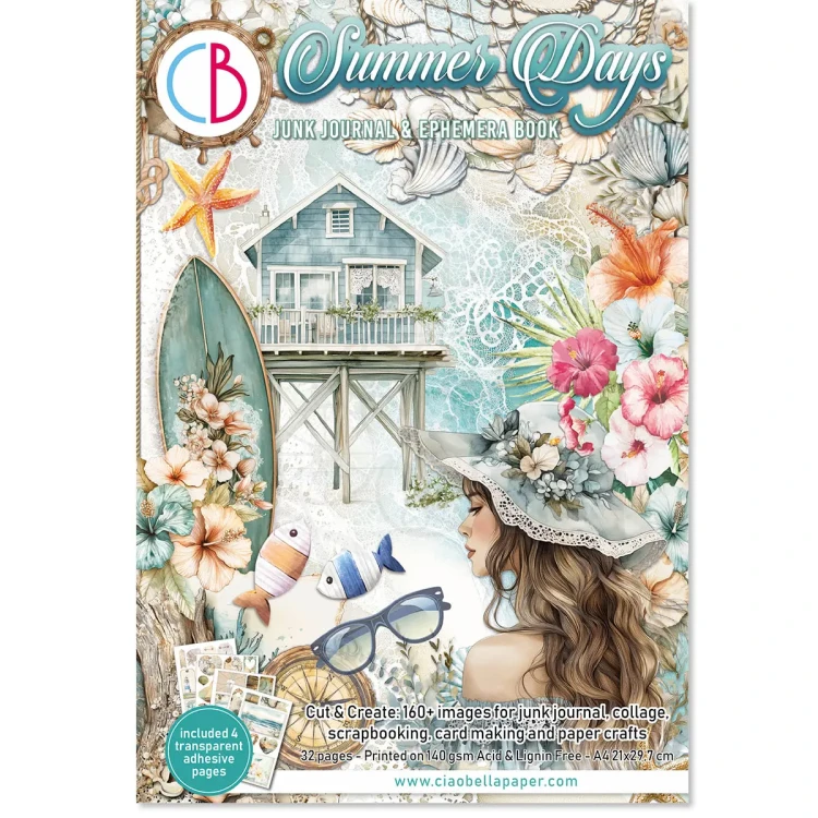 Zestaw A4 Junk Journal &amp; Ephemera Book Summer Days 32 arkusze CBB010 Ciao Bella