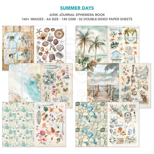 Zestaw A4 Junk Journal &amp; Ephemera Book Summer Days 32 arkusze CBB010 Ciao Bella