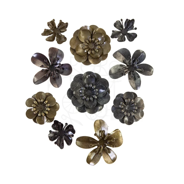Ozdoby metalowe Mechanicals Metal Blooms 10szt kwiat 3D Finnabair 968496 Prima