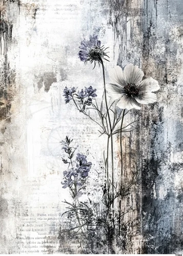 Papier ryżowy do decoupage A5 Tło grunge z kwiatami 11064