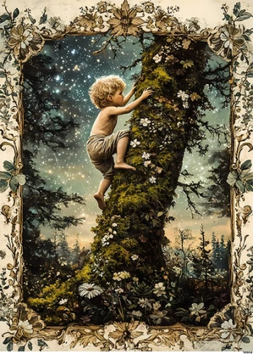 Papier ryżowy do decoupage A5 Chłopiec na drzewie 10954