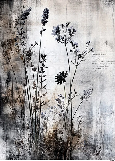 Papier ryżowy do decoupage A4 Kwiaty grunge 11111