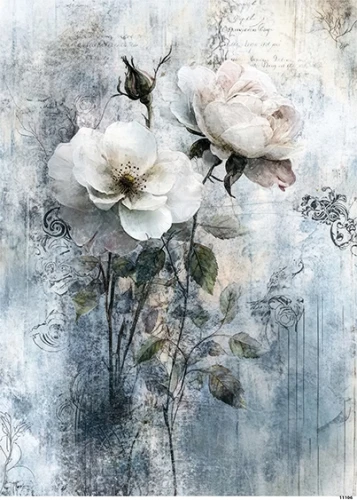 Papier ryżowy do decoupage A4 Kwiaty grunge 11106