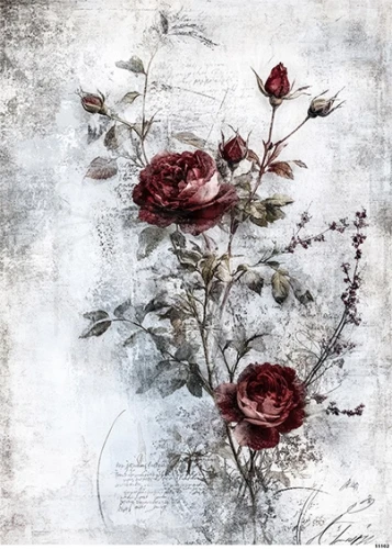 Papier ryżowy do decoupage A4 Kwiaty grunge 11102