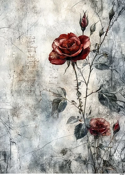 Papier ryżowy do decoupage A4 Kwiaty grunge 11101