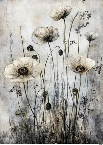 Papier ryżowy do decoupage A4 Kwiaty grunge 11100
