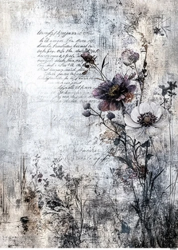 Papier ryżowy do decoupage A4 Tło grunge z kwiatami 11095