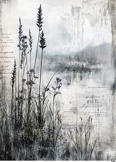 Papier ryżowy do decoupage A4 Kwiaty grunge 11065