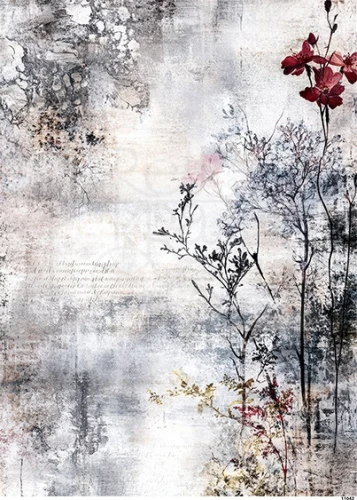 Papier ryżowy do decoupage A4 Tło grunge z kwiatami 11042