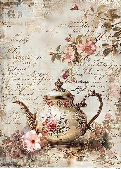 Papier ryżowy do decoupage A5 Barokowy czajniczek 10150