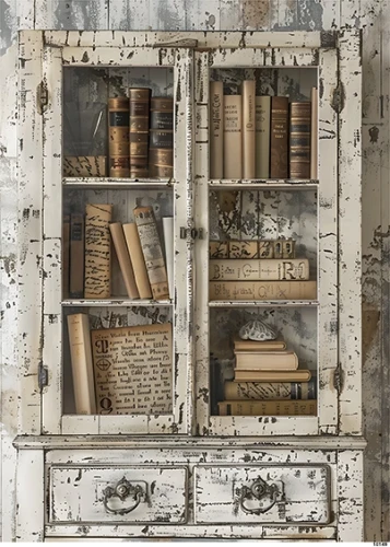 Papier ryżowy do decoupage A5 Witryna z książkami 10149