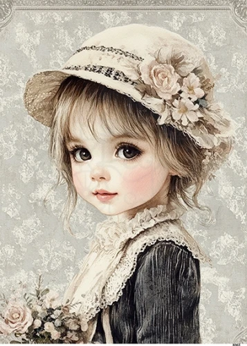 Papier ryżowy do decoupage A5 Mała dziewczynka 8063