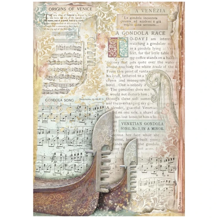 Papier ryżowy do decoupage A4 Venice City of Art - Gondola DFSA41042 Stamperia