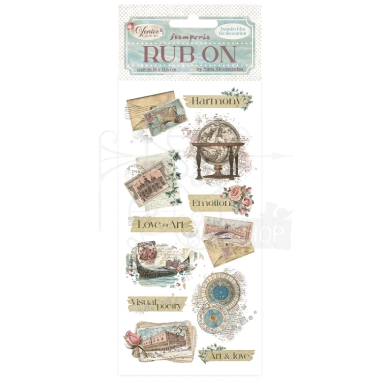 Rub-on transfer 10x21.6cm Venice City of Art - Listy DFLRB168 Stamperia