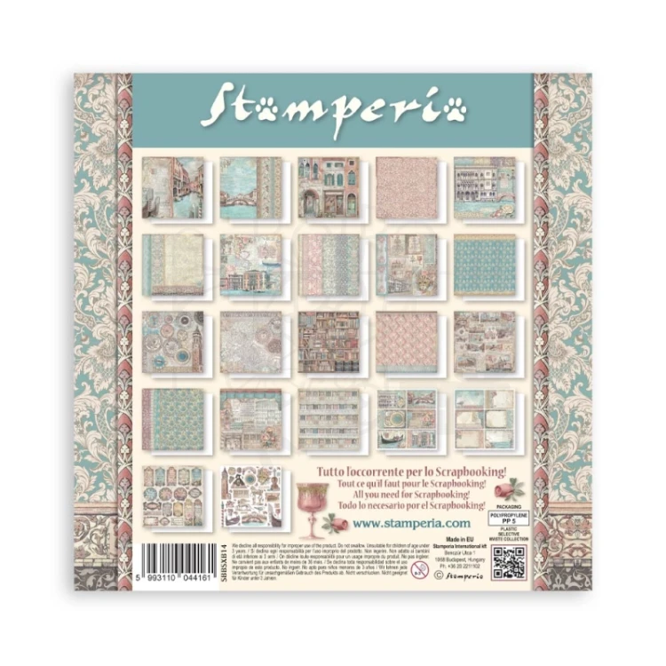 Zestaw papierów jednostronnych do scrapbookingu 20x20 Venice City of Art - SBBSXB14 Stamperia