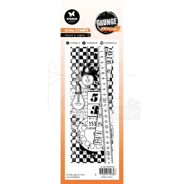 Stempel akrylowy Grunge Collection Rulers &amp; Lights SL-GR-STAMP822 Studio Light