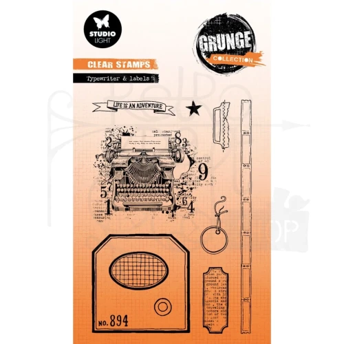 Stempel akrylowy Grunge Collection Typewriter &amp; Labels SL-GR-STAMP826 Studio Light