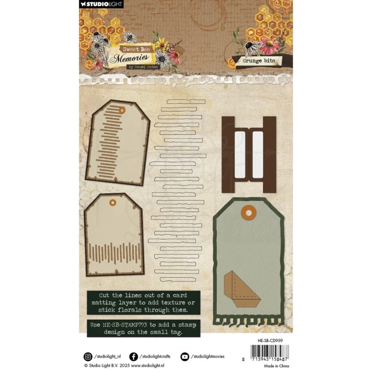 Wykrojnik Sweet Bee Memories Grunge Bits HE-SB-CD959 Studio Light