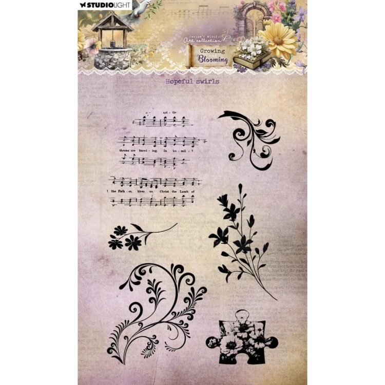 Stempel akrylowy Growing &amp; Blooming Hopeful Swirls JMA-GB-STAMP836 Studio Light