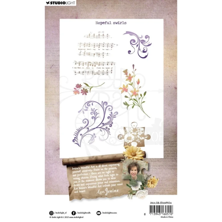 Stempel akrylowy Growing &amp; Blooming Hopeful Swirls JMA-GB-STAMP836 Studio Light