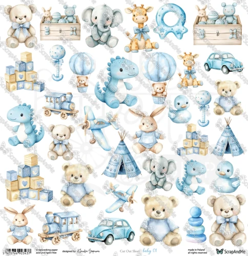 Papier 30x30 elementy do wycięcia Baby 01 ScrapAndMe